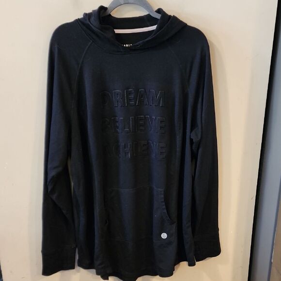 Torrid Active Tunic Length Black Hoodie Sweater Size 4 With Kangaroo Pocket - Picture 1 of 5